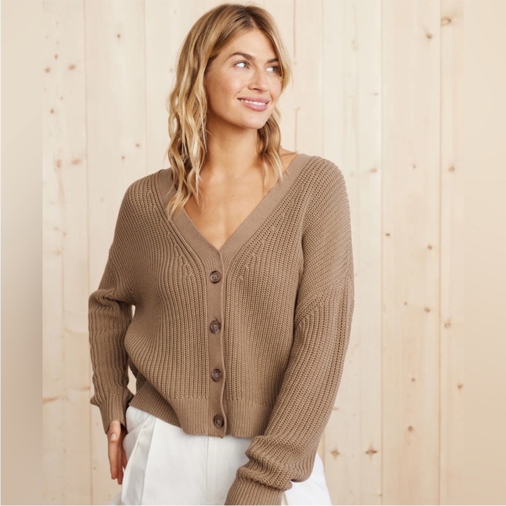 JENNI KAYNE Cropped Organic Cotton Cocoon Cardigan, Size MEDIUM